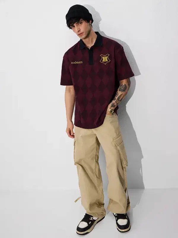 Red_Cotton_Oversized_Polo_T-Shirt_For_Men