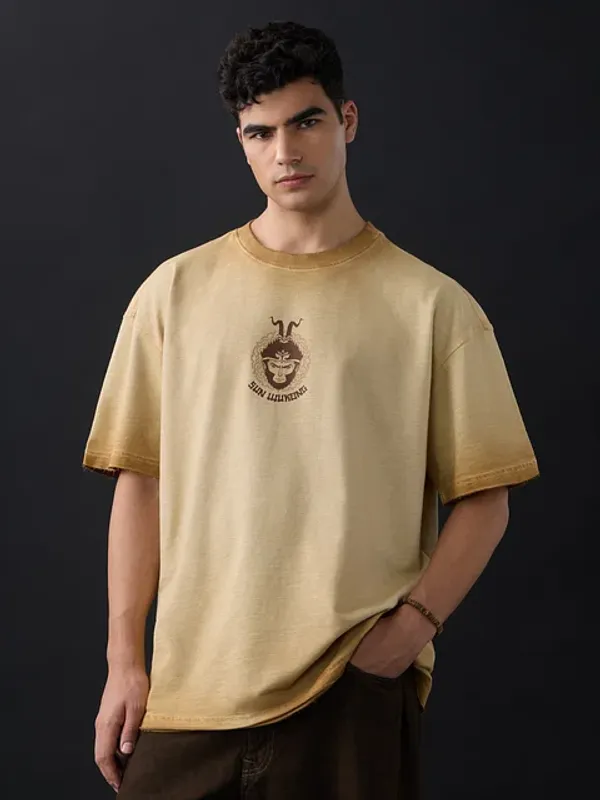 Beige_Cotton_Oversized_T-Shirt_For_Men