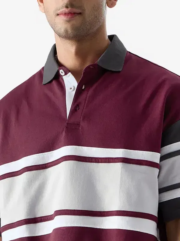 Maroon_Cotton_Oversized_Polo_T-Shirt_For_Men
