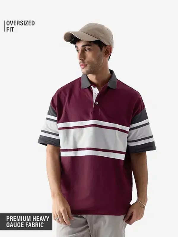 Maroon_Cotton_Oversized_Polo_T-Shirt_For_Men