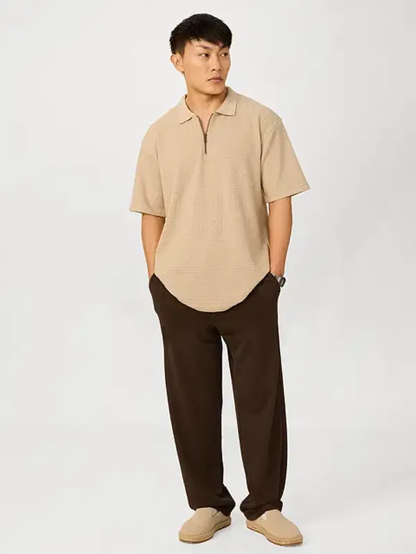 Beige_Cotton_Oversized_Polo_T-Shirt_For_Men