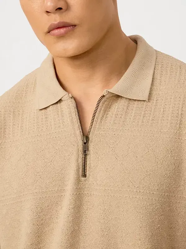 Beige_Cotton_Oversized_Polo_T-Shirt_For_Men