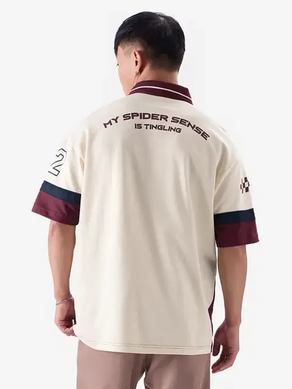 Off_White_And_Maroon_Cotton_Oversized_Polo_T-Shirt_For_Men