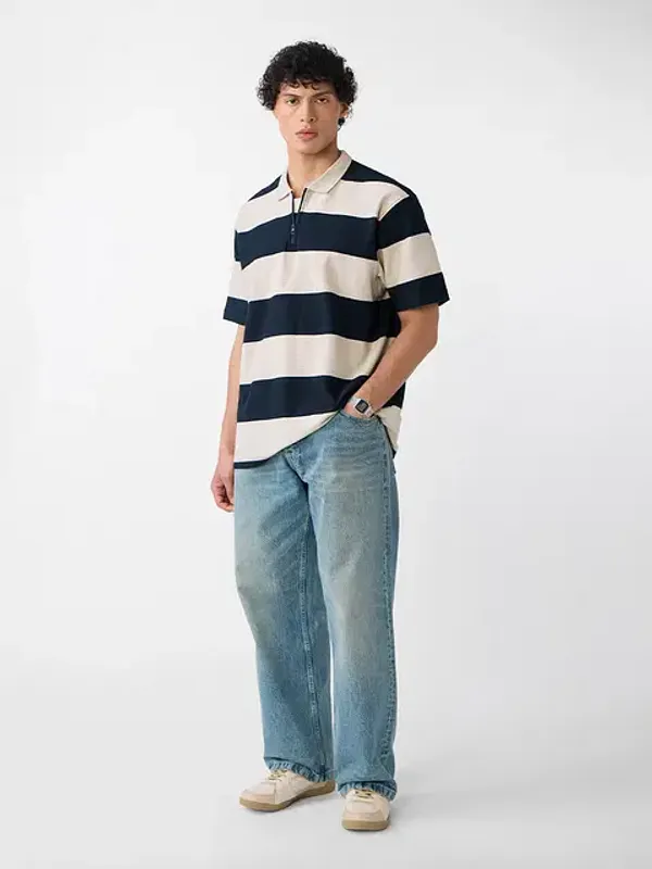 Black_&_White_Cotton_Oversized_Polo_T-Shirt_For_Men