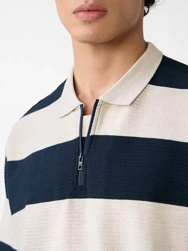 Black_&_White_Cotton_Oversized_Polo_T-Shirt_For_Men