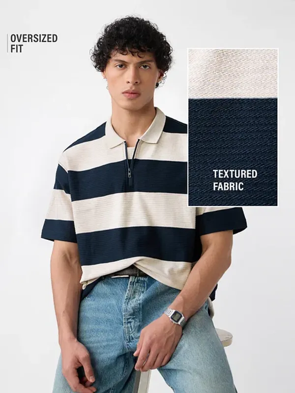 Black_&_White_Cotton_Oversized_Polo_T-Shirt_For_Men