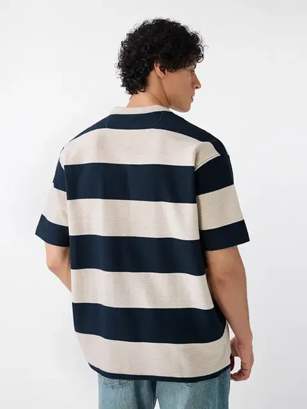 Black_&_White_Cotton_Oversized_Polo_T-Shirt_For_Men