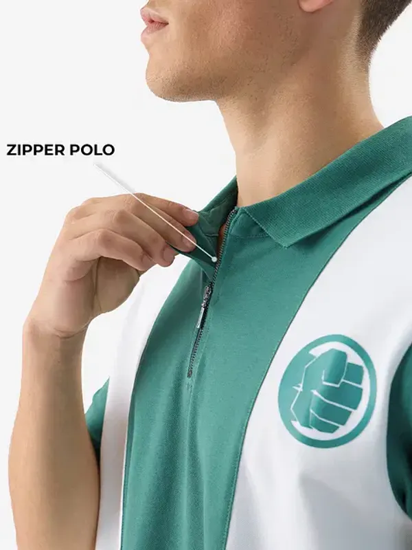 Green_And_White_Cotton_Oversized_Polo_T-Shirt_For_Men
