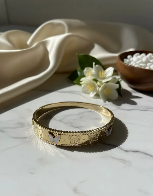 Gold_&_White_Butterfly_Bracelet_For_Women
