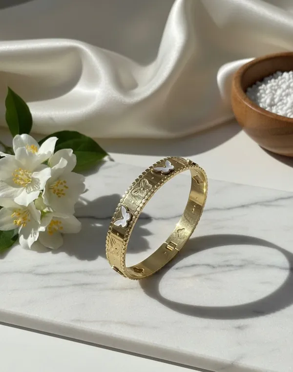 Gold_&_White_Butterfly_Bracelet_For_Women