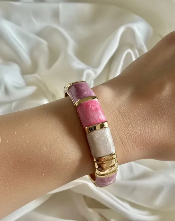 Gold,_White_&_Shades_Of_Pink_Rosetta_Bangle_For_Women