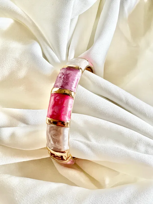 Gold,_White_&_Shades_Of_Pink_Rosetta_Bangle_For_Women
