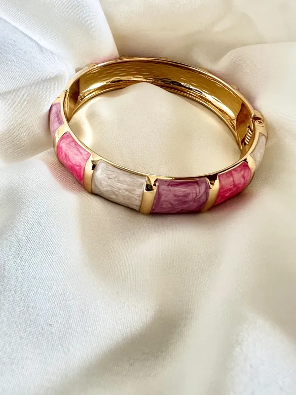 Gold,_White_&_Shades_Of_Pink_Rosetta_Bangle_For_Women