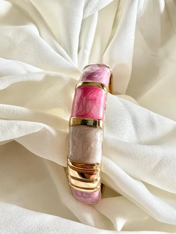 Gold,_White_&_Shades_Of_Pink_Rosetta_Bangle_For_Women