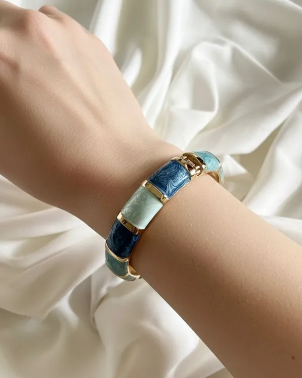 Gold,_Shades_Blue_Azure_Mosiac_Bangle_For_Women