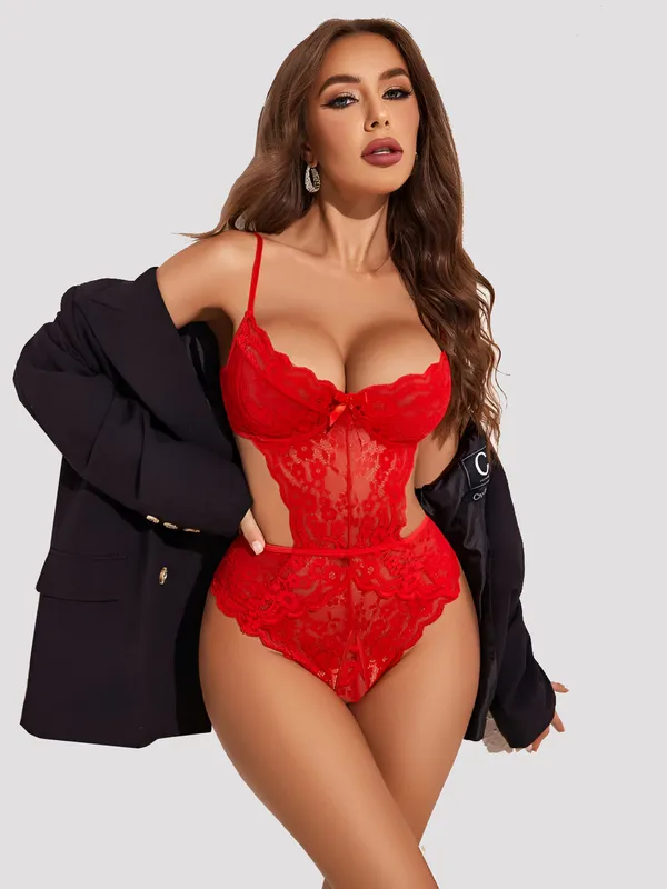 Red_Stylish_Lace_Teddy_For_Women