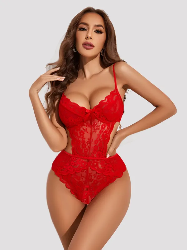 Red_Stylish_Lace_Teddy_For_Women