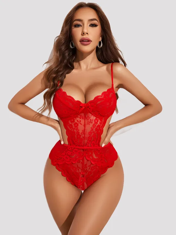 Red_Stylish_Lace_Teddy_For_Women