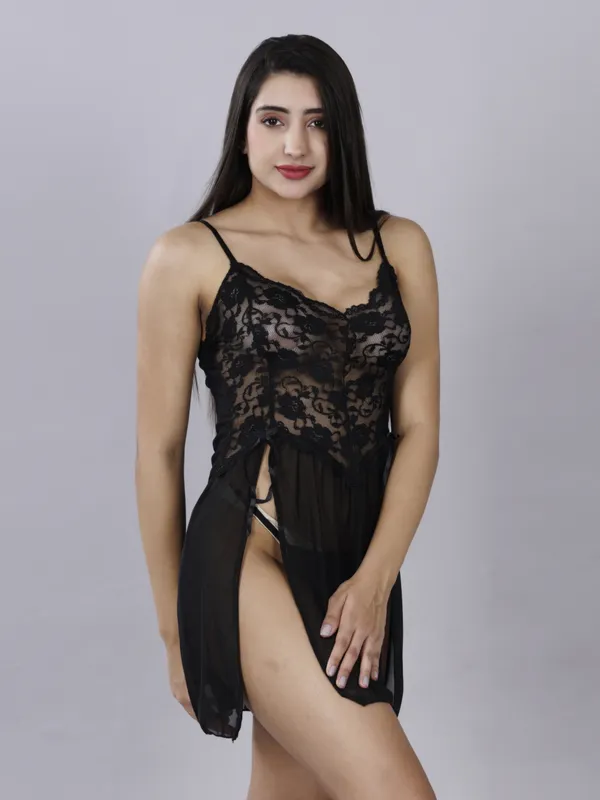 Black_Stylish_Net_Baby_Dolls_For_Women