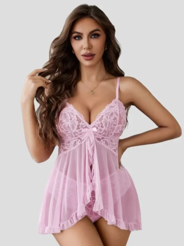 Pink_Stylish_Net_Baby_Dolls_For_Women