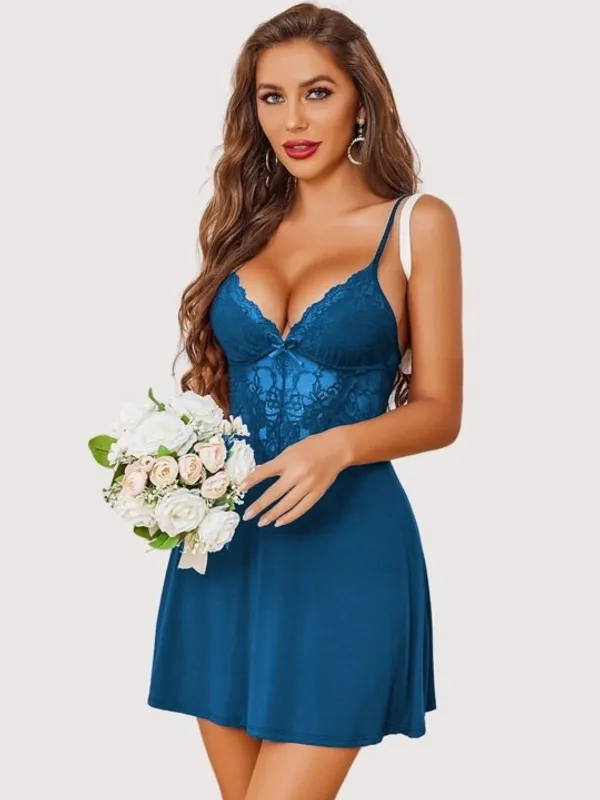 Turquoise_Stylish_Nylon_Baby_Dolls_For_Women