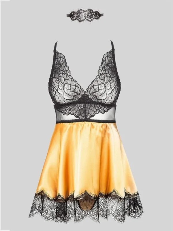 Yellow_Stylish_Satin_Baby_Dolls_For_Women