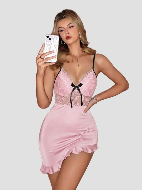 Pink_Stylish_Nylon_Baby_Dolls_For_Women