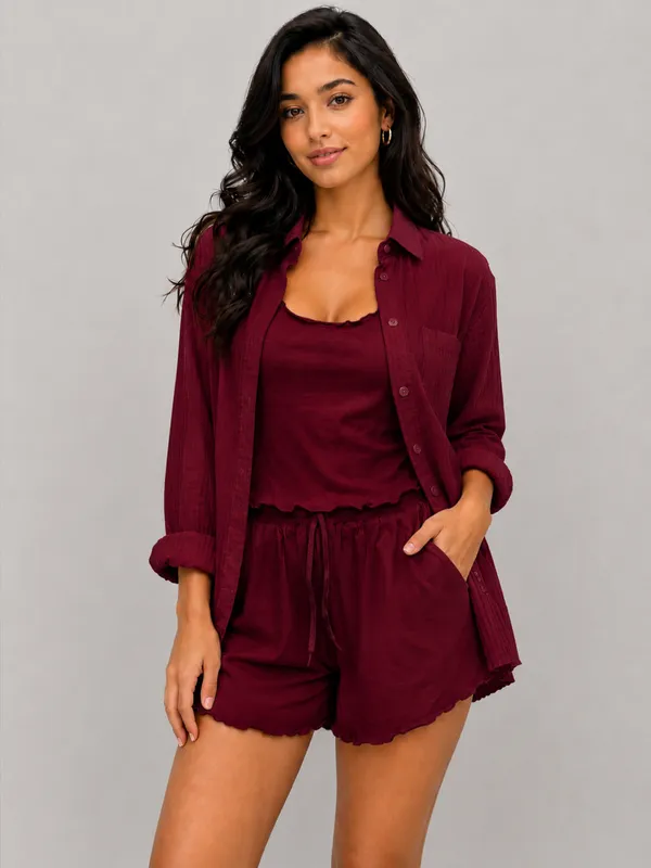 Maroon_Stylish_Cotton_Night_Suit_For_Women