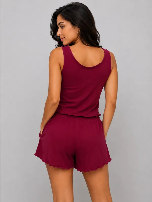 Maroon_Stylish_Cotton_Night_Suit_For_Women