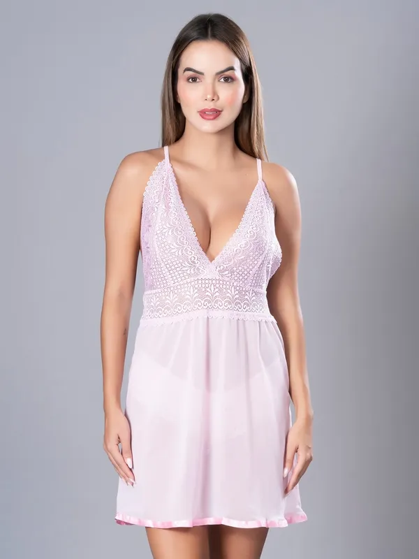 Pink_Stylish_Net_Baby_Dolls_For_Women