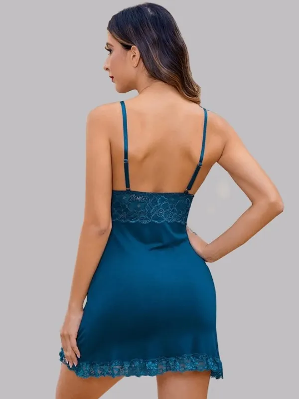 Turquoise_Stylish_Nylon_Baby_Dolls_For_Women