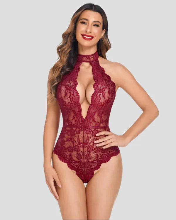 Maroon_Stylish_Lace_Teddy_For_Women