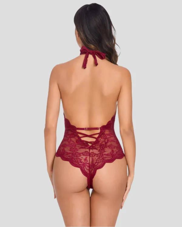 Maroon_Stylish_Lace_Teddy_For_Women