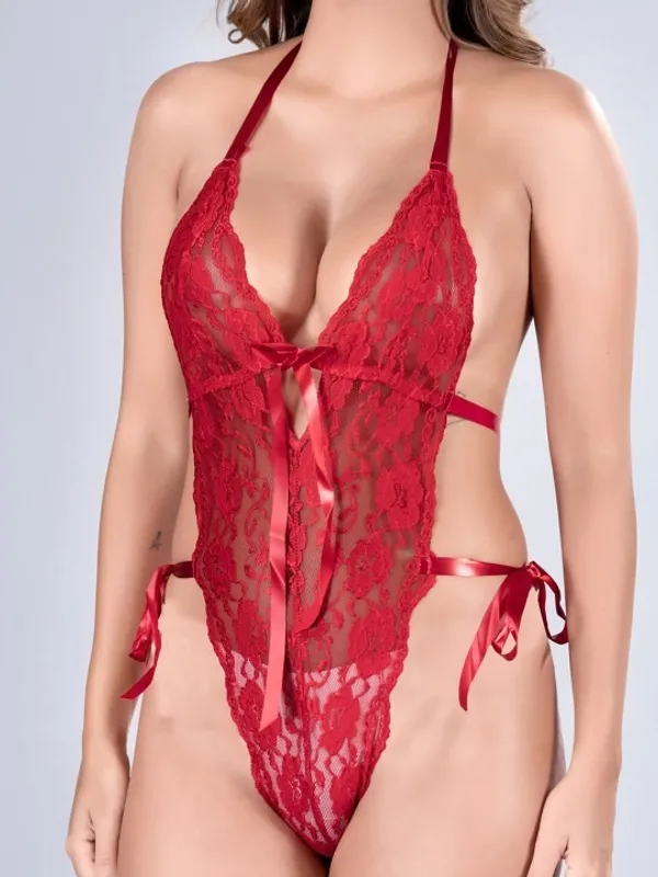 Red_Stylish_Lace_Teddy_For_Women