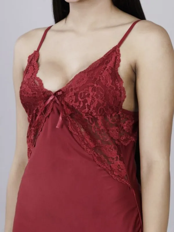 Maroon_Stylish_Nylon_Baby_Dolls_For_Women