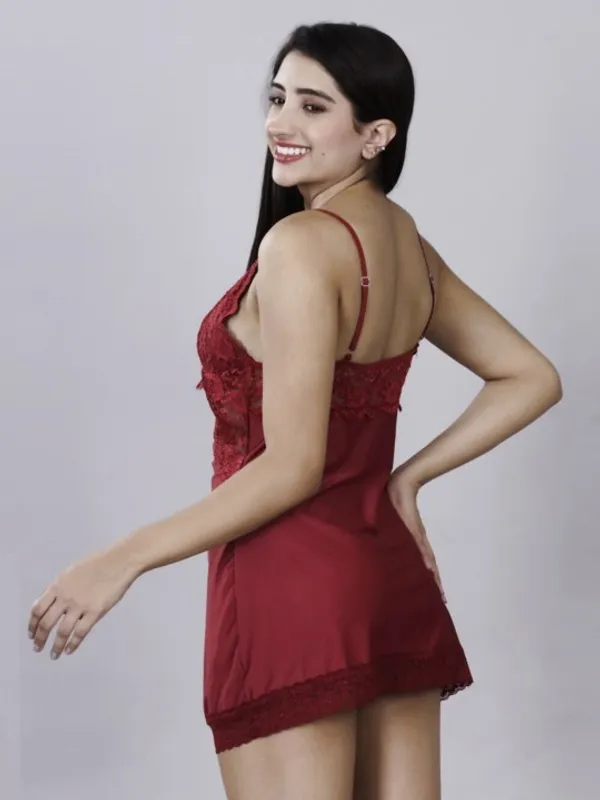 Maroon_Stylish_Nylon_Baby_Dolls_For_Women