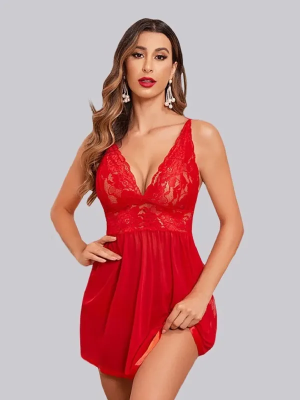 Red_Stylish_Net_Baby_Dolls_For_Women