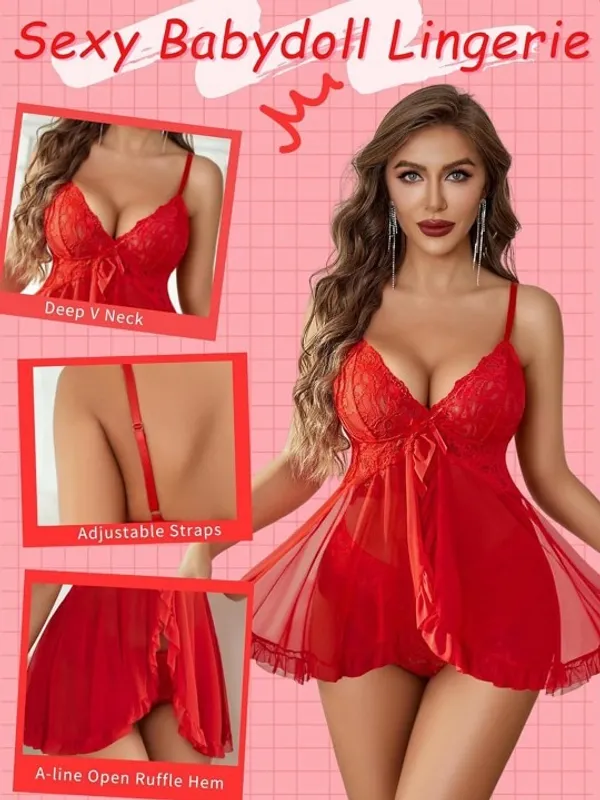 Red_Stylish_Net_Baby_Dolls_For_Women
