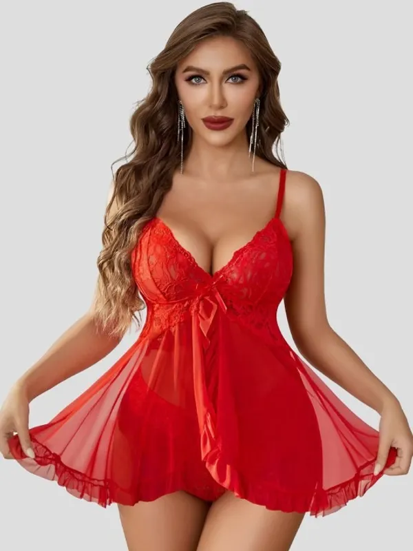 Red_Stylish_Net_Baby_Dolls_For_Women