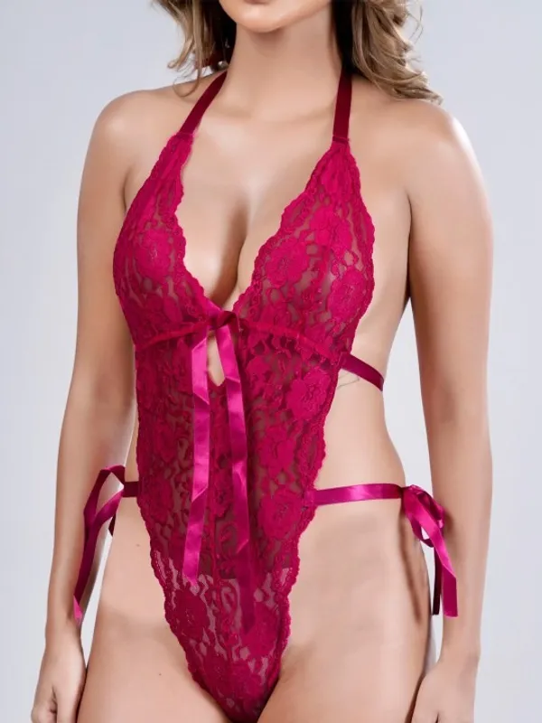 Dark_Pink_Stylish_Lace_Teddy_For_Women