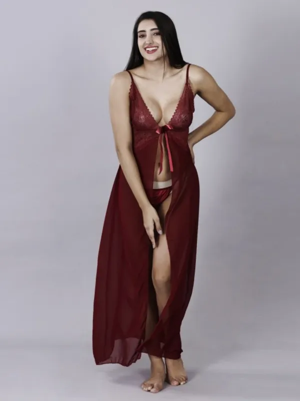 Maroon_Stylish_Net_Baby_Dolls_For_Women