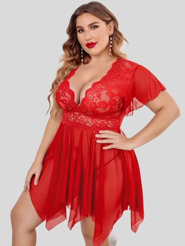 Red_Stylish_Net_Baby_Dolls_For_Women