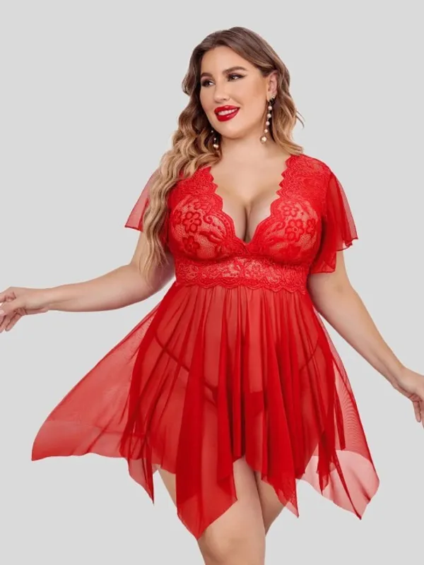 Red_Stylish_Net_Baby_Dolls_For_Women