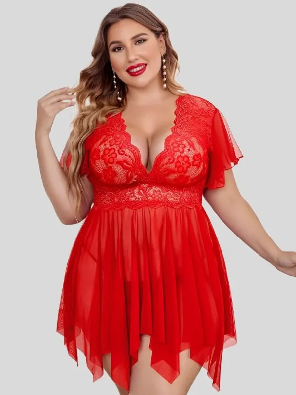 Red_Stylish_Net_Baby_Dolls_For_Women