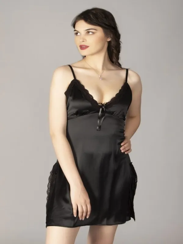 Black_Stylish_Satin_Baby_Dolls_For_Women