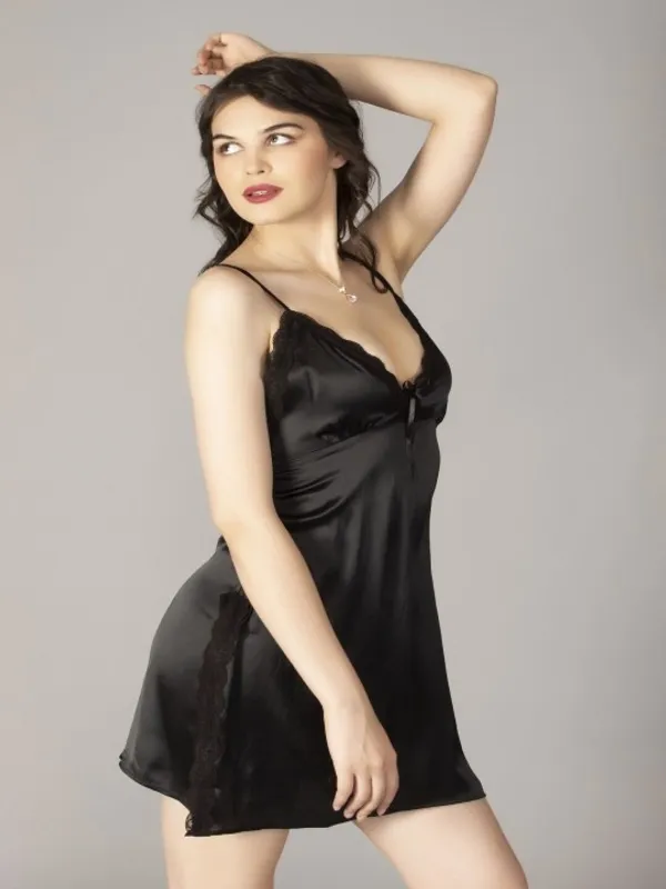 Black_Stylish_Satin_Baby_Dolls_For_Women