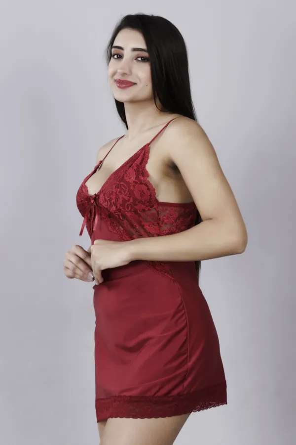 Maroon_Stylish_Nylon_Baby_Dolls_For_Women