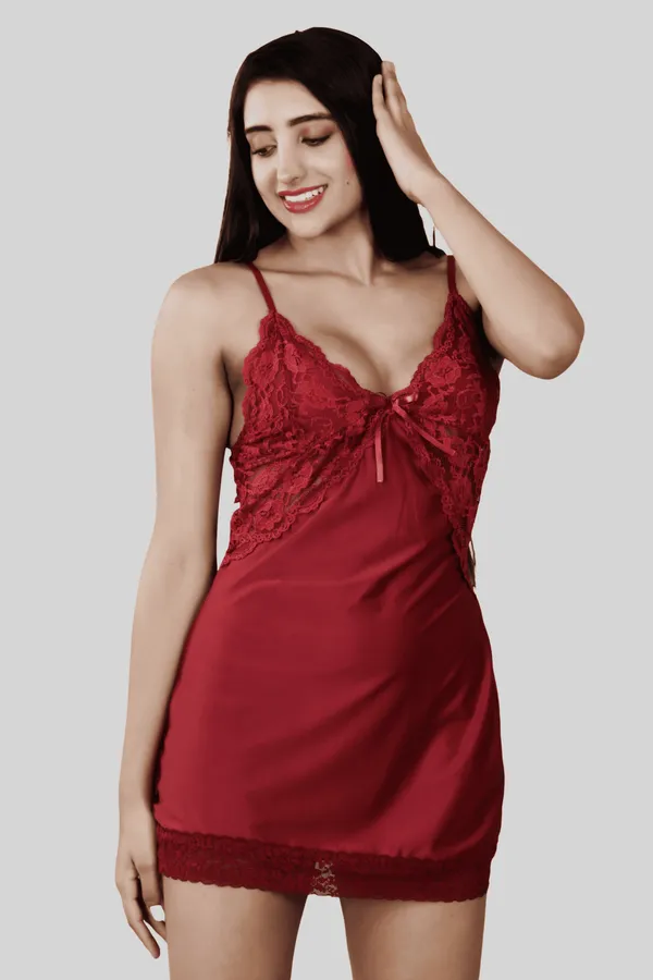 Maroon_Stylish_Nylon_Baby_Dolls_For_Women