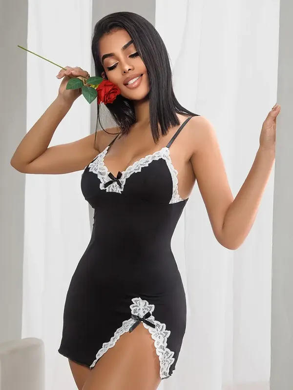 Black_&_White_Stylish_Nylon_Baby_Dolls_For_Women