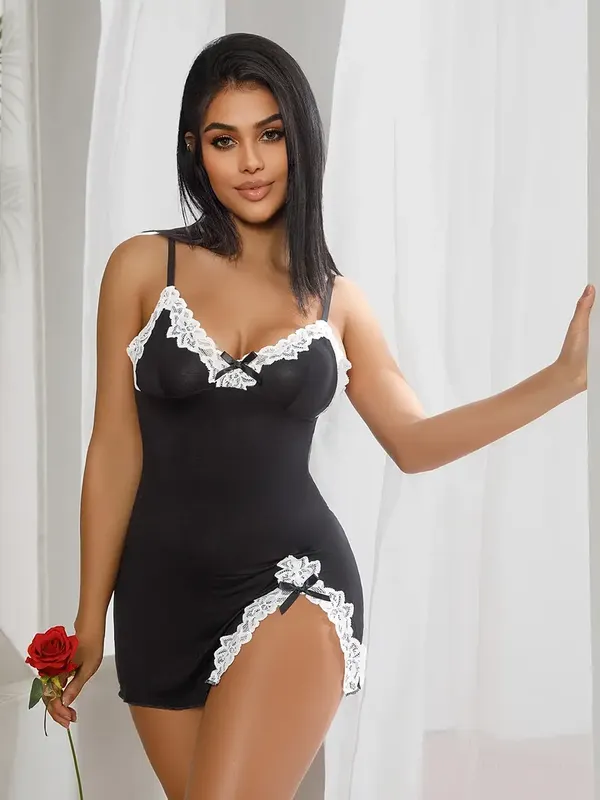 Black_&_White_Stylish_Nylon_Baby_Dolls_For_Women